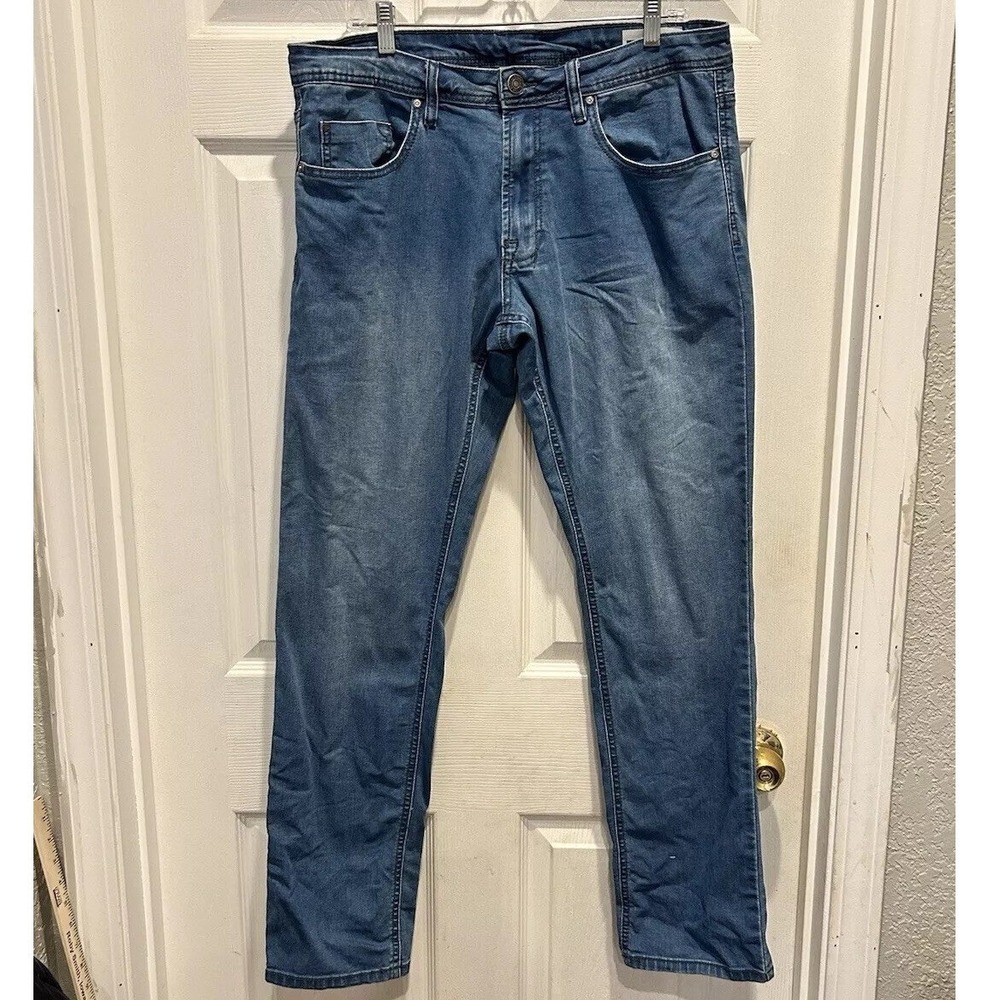 Buffalo‎ David Bitton Axel Slim Stretch Mens Jeans 34x32 Medium Wash Blue Denim